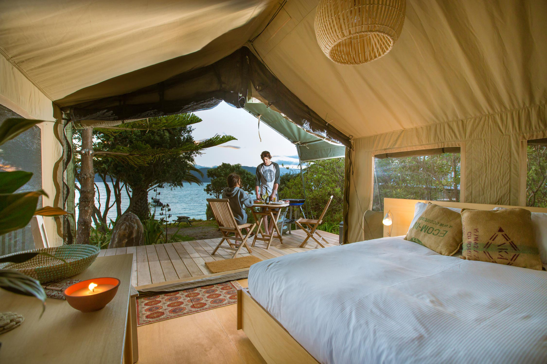 Glamping Slipper Island Resort inside view