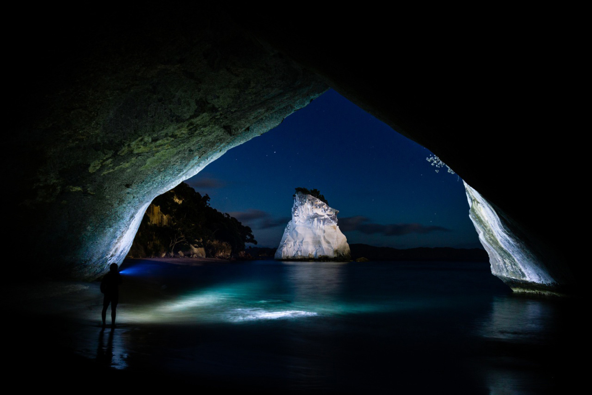 Cathedral Cove at night